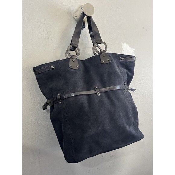 Gianni Bini Large Tote Bag Blue Suede style bucket - Picture 10 of 16